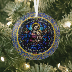 Schöne Mary und das Baby Jesus Ornament Aus Glas