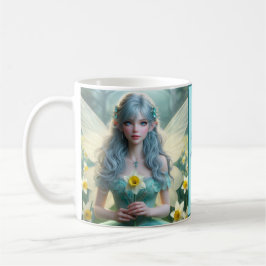 Schöne März Fairy in Daffodien Kaffeetasse