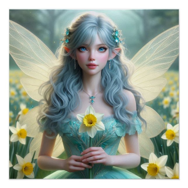 Schöne März Fairy in Daffodien Poster (Vorderseite)