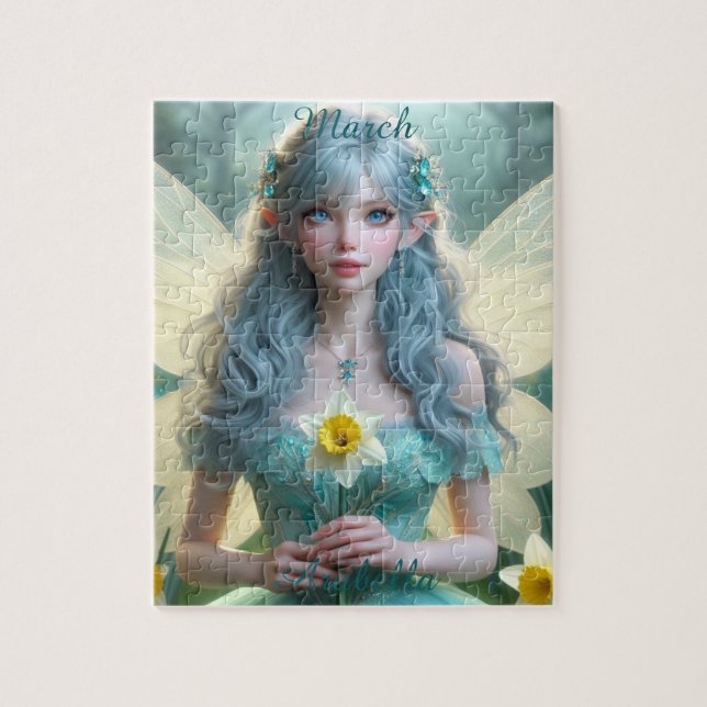 Schöne März Fairy in Daffodien Puzzle (Vertikal)