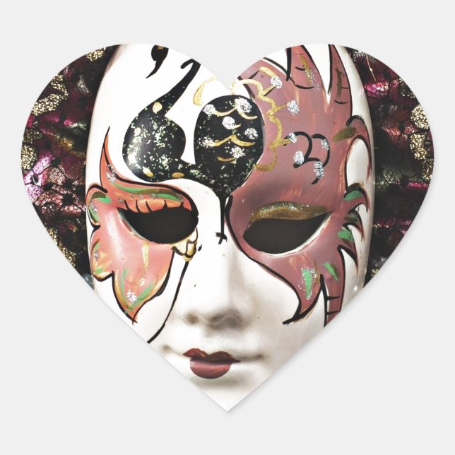 Schöne Maske Herz-Aufkleber (Vorderseite)