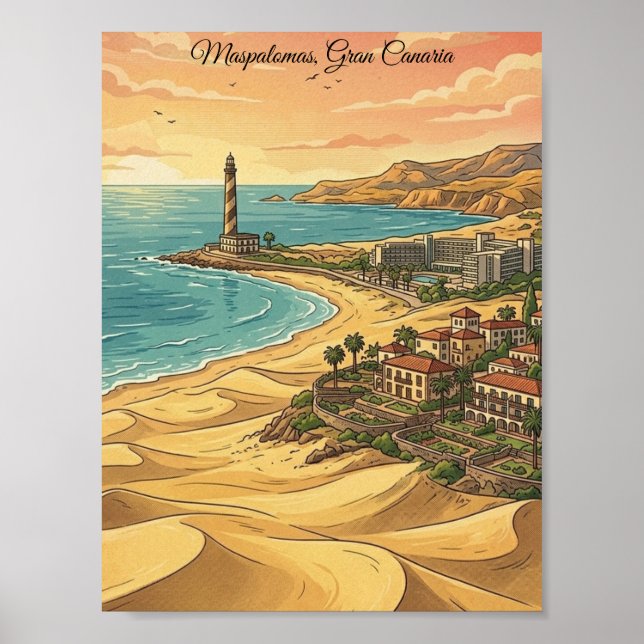 Schöne Maspalomas Gran Canaria Dünen Landschaft Poster (Vorne)