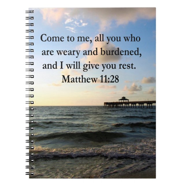SCHÖNE MATTHEW 11:28 SCRIPTURE VERSE NOTIZBLOCK (Vorderseite)