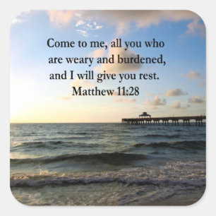 SCHÖNE MATTHEW 11:28 SCRIPTURE VERSE QUADRATISCHER AUFKLEBER