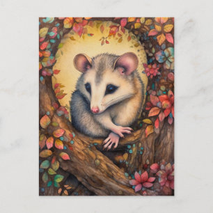 Schöne Maus im Herbst Wald Kunst Postkarte