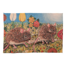 Schöne Mäuse mit Blumen Küchenhandtuch