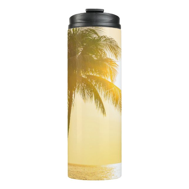 Schöne Meereslandschaft mit Silhouette c Thermosbecher (Vorderseite)