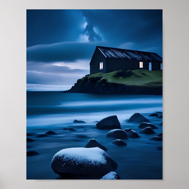 Schöne Meereslandschaft oder zeichnend Plakat (Vorne)