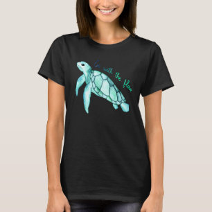 Schöne Meeresschildkröte Aquarell mit lustigen q T-Shirt
