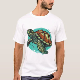 Schöne Meeresschildkröte Vektor Kunst Illustration T-Shirt