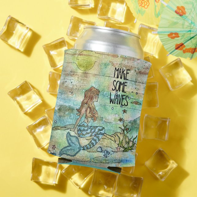 Schöne Meerjungfrau macht Wellen kälter Dosenkühler (In Situ Sommer)