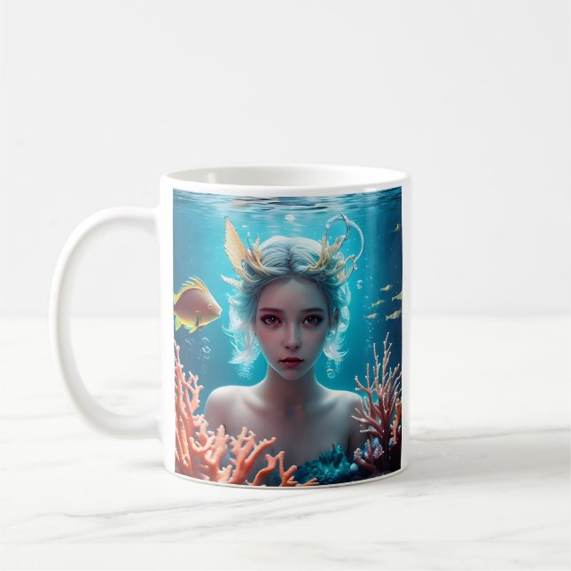 Schöne Meerjungfrau unter Wasser Kaffeetasse (Links)