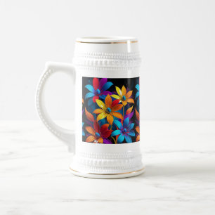 Schöne mehrfarbige Blume Design-32908 Bierglas