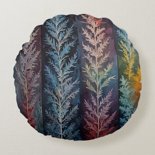 Schöne mehrfarbige Eiskristall-Feder Rundes Kissen (Vorderseite)