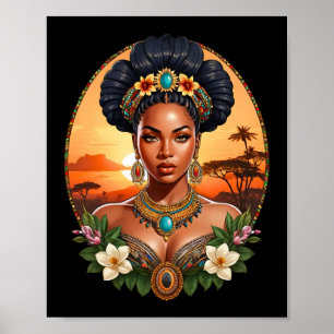 Schöne Melanin Black Königin von Sheba Design Poster