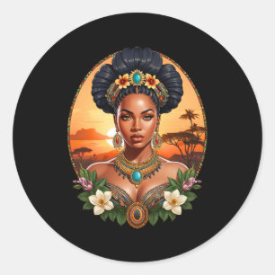 Schöne Melanin Black Königin von Sheba Design Runder Aufkleber
