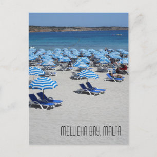 Schöne Mellieha Bay Sand Beach Szene Malta Postkarte