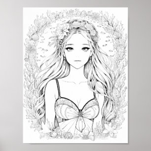 Schöne Mermaid Aduloring-Färbung Poster