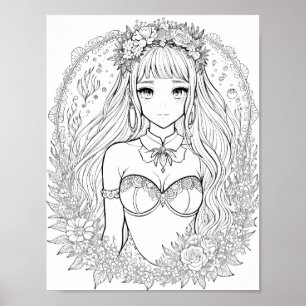 Schöne Mermaid Aduloring-Färbung Poster