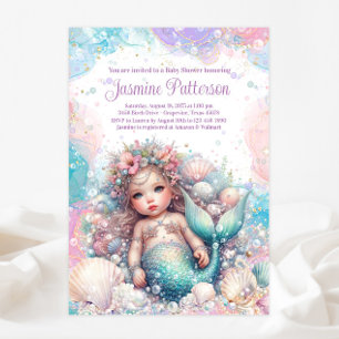 Schöne Mermaid Baby Girl Dusche Einladung