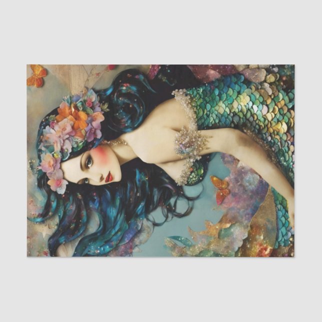 Schöne Mermaid Decoupage Seidenpapier (Vorderseite)
