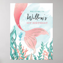 Schöne Mermaid Girl Birthday Poster-Zeichen