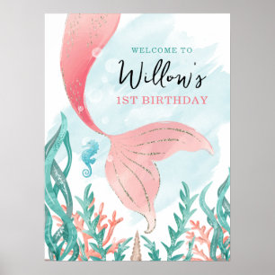 Schöne Mermaid Girl Birthday Poster-Zeichen Poster