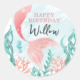 Schöne Mermaid Girl Happy Birthday Sticker