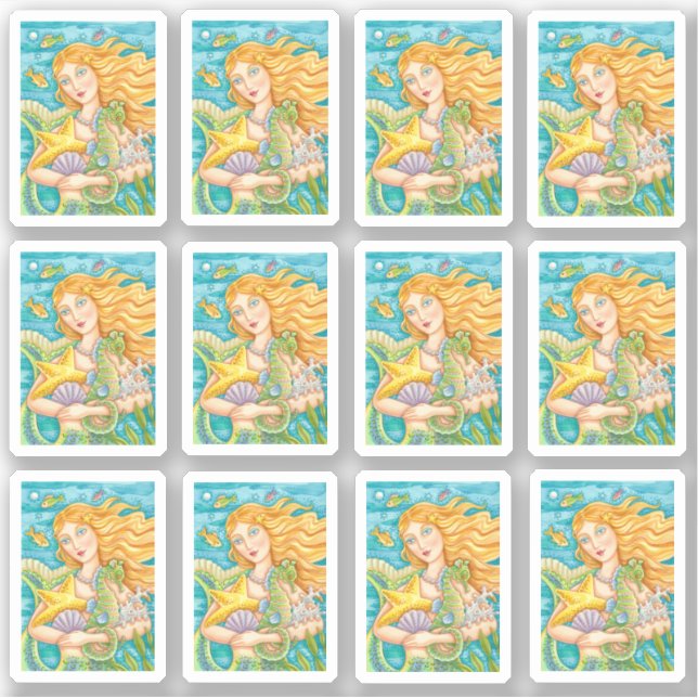 SCHÖNE MERMAID-, STARFISH- & SEEPFERD-SCHÄTZE AUFKLEBER (Vorderseite)