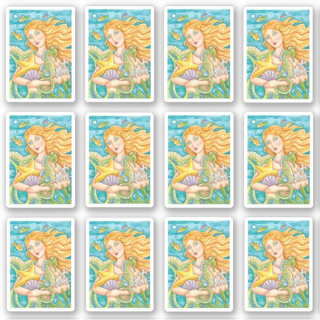 SCHÖNE MERMAID-, STARFISH- & SEEPFERD-SCHÄTZE AUFKLEBER (Vorderseite)