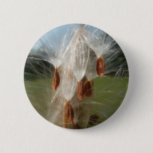 Schöne Milkweed Magie: Ein Skyward-Flugdesign Button
