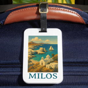 Schöne Milos Greece Vintage Travel Print Gepäckanhänger