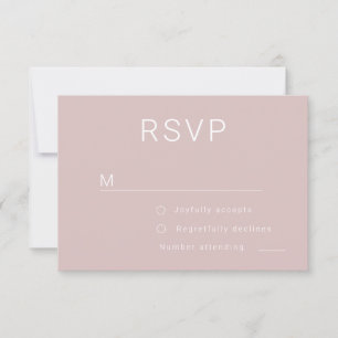 Schöne Minimalistische Hochzeit in Rosa Rose RSVP Karte