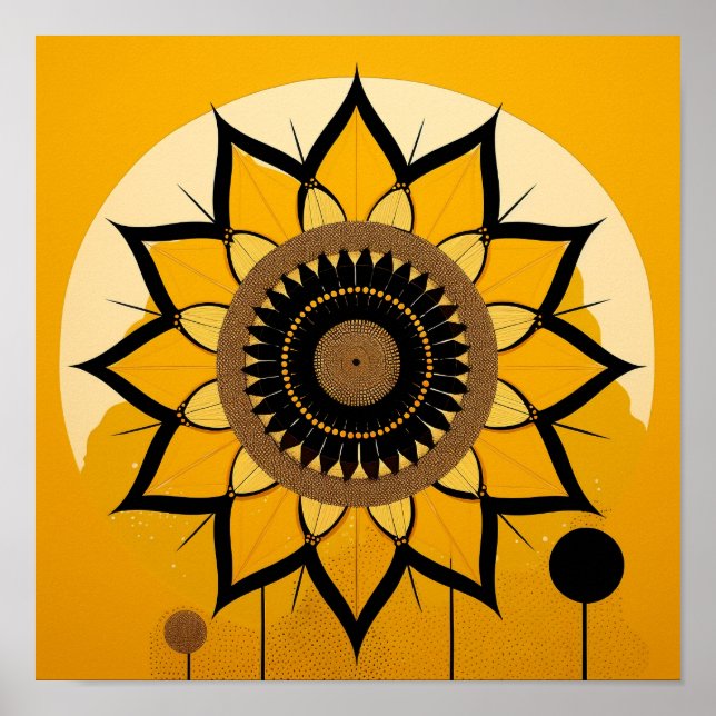Schöne minimalistische Sonnenblume Poster (Vorne)