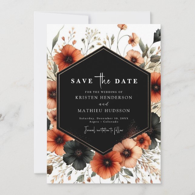 Schöne Minimalistische Terracotta Wedding Save The Date (Vorderseite)