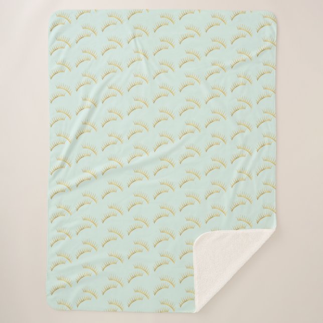 Schöne Mint-Gold-Wimpern Geburtstag Sherpadecke (Vorderseite)