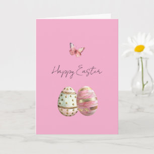 Schöne Mint-Rosa-Gold-Ostereier Schmetterling Karte