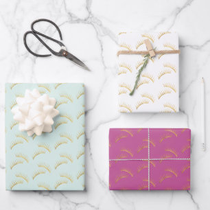 Schöne Mint Rosa Gold Wimpern Geburtstag Geschenkpapier Set