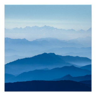 Schöne Misty Mountain Range   Blaue Strahlung Poster