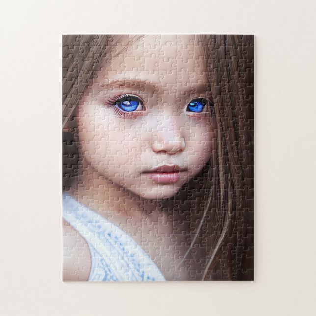 SCHÖNE, MIT AUGEN KLEINE MÄDCHEN KUNST JIGSAW PUZZ PUZZLE (Vertikal)
