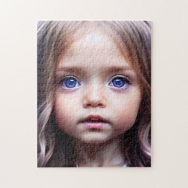 SCHÖNE, MIT AUGEN KLEINE MÄDCHEN KUNST JIGSAW PUZZ PUZZLE (Vertikal)
