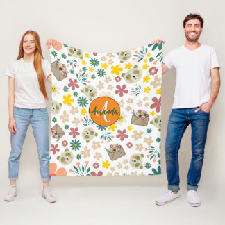 Schöne mit Monogramm Blume pastellweiß Fleecedecke