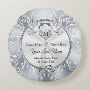 Schöne Mit Monogramm Hochzeitsgeschenke für die Br Rundes Kissen