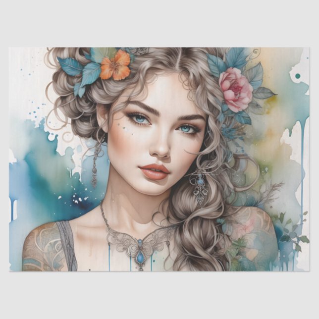 Schöne Möbel mit Silberhaar Seidenpapier (Vorderseite)