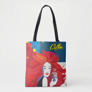 "Schöne Mode-Frau mit Kaffeetasse-" Pop Kunst