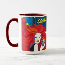 Schöne Mode Frau und Kaffee POP-ART Trendy Tasse