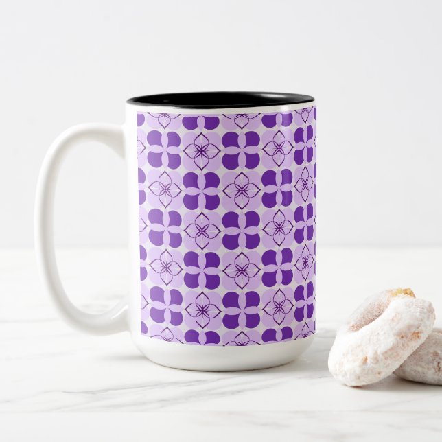 Schöne moderne Blüte Zweifarbige Tasse (Mit Donut)