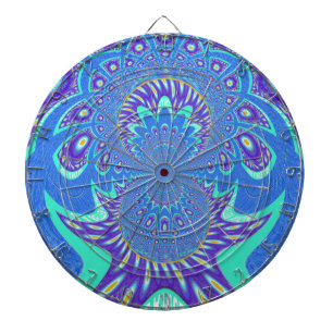 Schöne moderne Cyanblaue Batik-Kaleidoskop-Kunst Dartscheibe