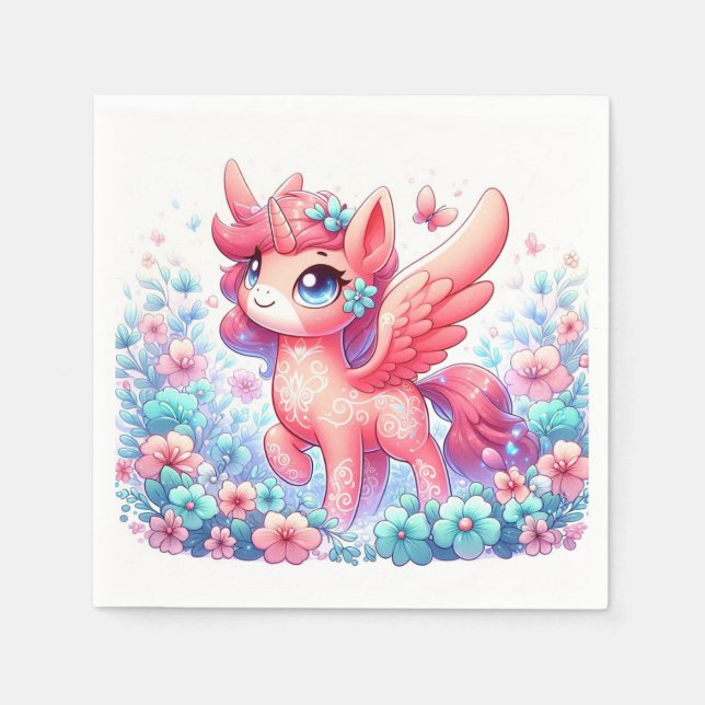 Schöne moderne Einhorn-Kinderdusche Serviette (Vorderseite)