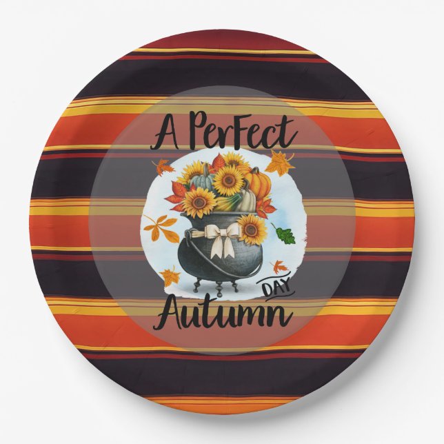 Schöne, moderne Erntedank Herbstkollektion Pappteller (Vorderseite)